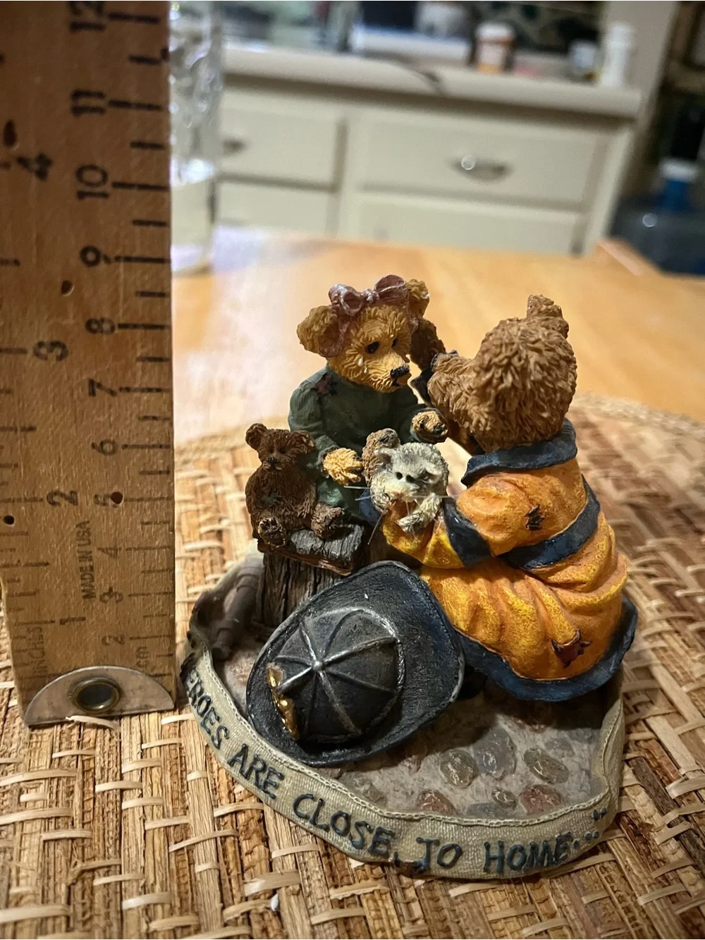 Boyds Bears Cream Figurine Base with Brown Felt Dots